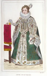 Porträt von Anna von Österreich (1601-1666). Gravur von 1830