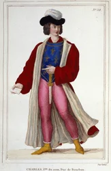 Porträt von Karl I. von Bourbon 1401-1456. Gravur von 1830