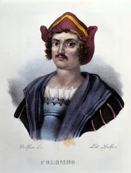 Porträt von Christoph Kolumbus, Gravur 19. Jahrhundert