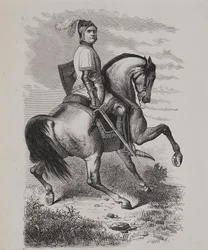 Porträt von Olivier V de Clisson (1336-1407) (Der Metzger) zu Pferd, basierend auf einem Gemälde des Musée de Versailles