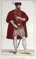 Porträt von Pierre De la Guiche (1464-1544), Ritter, Berater und Kämmerer des Königs, Bailli von Autun und Mâcon, Botschafter. Herr von Guiche und Chaumont. Gravur von 1830