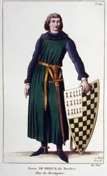 Porträt von Pierre de Dreux, genannt Mauclerc, Herzog im Jahr 1213 (Gravur von 1830)