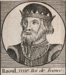 Porträt von Raoul von Frankreich (oder Rudolf, ca. 890-936), König der Franken - Gravur aus 