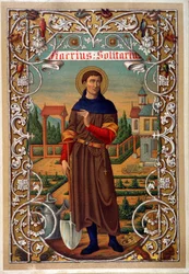 Porträt des Heiligen Fiacre (Gärtner, Einsiedelei bei Meaux), Buch n.d. 19. Jahrhundert