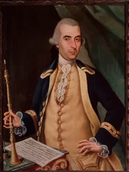Porträt von Sante Aguilar (ca. 1734-1808) italienischer Oboist. Anonymes Gemälde. 18. Jahrhundert Bologna, Civico Museo Bibliografico