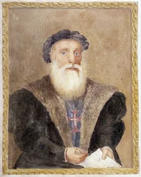 Porträt von Vasco de Gama - in „The Life of Prince Henri of Portugal surnamed the Navigator“ von Richard Henri Major