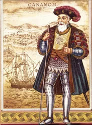 Porträt von Vasco da Gama (Chromolithographie)