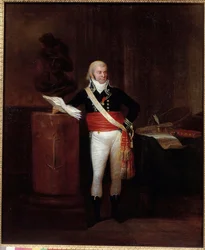 Porträt des Bürgers Emmery, Bürgermeister von Dunkerque, ausgezeichnet von Napoleon Bonaparte, unterstützt die Büste von Jean Bart. Anonymes Gemälde. 18. Jahrhundert. Paris, Museum der Ehrenlegion