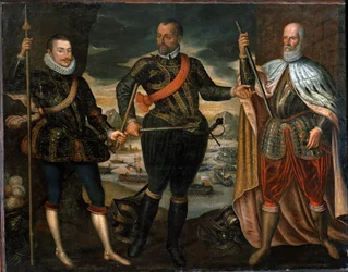 Porträts von Marcantonio Colonna, Prinz Juan von Österreich und dem Dogen Sebastiano Venier, die Sieger der Schlacht von Lepanto, ca. 1571