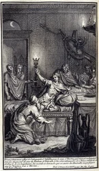 Priamos, äußerst betrübt über die Unmenschlichkeit des Achilles, wegen Hektors Leiche, die er jeden Tag dreimal um das Grab von Patroklos schleifte, kommt, um ihn erneut zu bitten. Und dieser Prinz, gerührt von seinem Schmerz und seiner Demütigung, gewährt