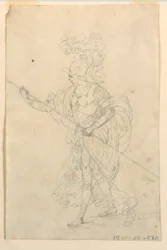 Entwurf für ein Theaterkostüm eines klassischen Kriegers