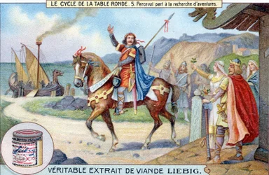 Runder Tisch Zyklus (5): Perceval geht auf Abenteuersuche, Liebig Chromolithographie, sd. 19. Jahrhundert