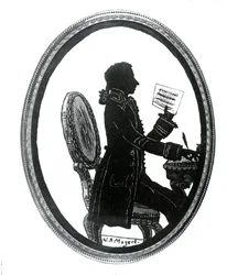 Silhouette des Komponisten Wolfgang Amadeus Mozart (1756 - 1791).