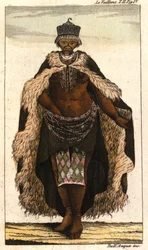 Die Venus Hottentote, Bochiman-Frau (Die Hottentotten-Venus) Gravur aus einem Reisebuch von 1820. Mailänder