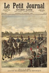 Die Ankunft des Präsidenten der Französischen Republik Sadi Carnot (1837-1894), auf der Ebene des Bois de Boulogne, anlässlich der Parade am 14. Juli