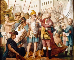 Das Treffen zwischen Hernán Cortés und Montezuma