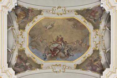 Dreifaltigkeit und Heiliger Stephan in Herrlichkeit mit den vier Evangelisten