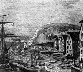 Ansicht von Cap Diamant, wo sich ein Teil von Quebec befindet. (Kanada), Stich von 1810