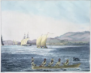 Ansicht der Stadt Mamille, Philippinen-Insel