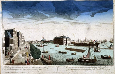 Ansicht der Admiralität in Amsterdam der Geschäfte der Becken und Baustellen im Besitz von ihnen und der Ostindien-Kompanie von Holland - Optische Ansicht