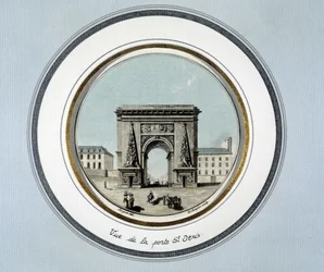 Ansicht der St Denis Tür - Gravur