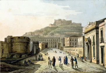 Ansicht der Strada del Molo und des Castel Sant