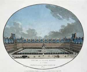 Ansicht des Place Royale in Paris (Place des Vosges). sd. Gravur 18. Jahrhundert
