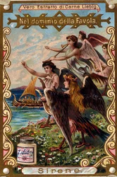 Darstellung von Sirenen, die Seeleute mit ihrem Gesang anlocken
