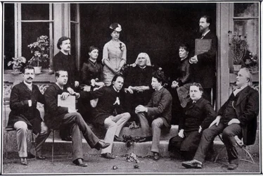 Franz Liszt (1811-1886), in Weimar, im Kreis seiner Lieblingsschüler