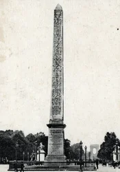 Ansicht des Obelisken von Luxor auf der Place de la Concorde in 1836 (Luxor-Obelisk in Paris) Postkarte