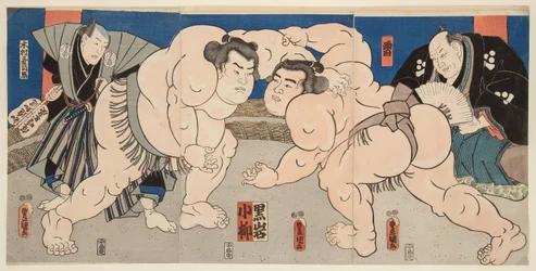 Sumo-Kampf der Ringer Koyanagi und Kuroiwa