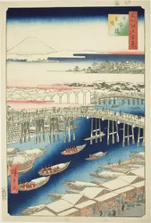 Klares Wetter nach Schnee an der Nihon-Brücke (Nihonbashi yukibare), aus der Serie "Hundert berühmte Ansichten von Edo (Meisho Edo hyakkei)"