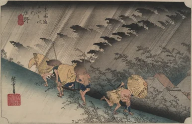 Regen bei Shono, aus der Serie Dreiundfünfzig Stationen des Tokaido