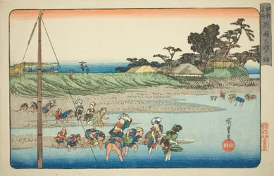 Muschelsammeln bei Ebbe in Susaki (Susaki shiohigari), aus der Serie "Berühmte Orte in Edo (Koto meisho)"