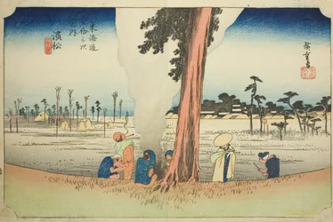 Hamamatsu: Winterszene (Hamamatsu, fuyugare no zu), aus der Serie "Dreiundfünfzig Stationen des Tokaido (Tokaido gojusan tsugi no uchi)", auch bekannt als der Hoeido Tokaido
