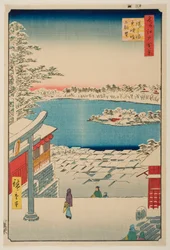 Blick von der Anhöhe am Yushima-Tenjin-Schrein, aus der Serie „Hundert berühmte Ansichten von Edo“
