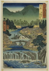 Provinz Izu: Heiße Quellen des Shuzen-Tempels, aus der Serie "Berühmte Orte in den Sechzig-ungefähr Provinzen"