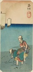 Ebbe in Shinagawa, Abschnitt eines Blattes aus der Serie "Ausschnitte berühmter Orte in Edo"