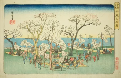 Feiern am Goten-Hügel, aus der Serie "Berühmte Orte in Edo"
