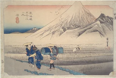 Der Fuji am Morgen bei der Station Hara, aus der Serie Die 53 Stationen des Tōkaidō