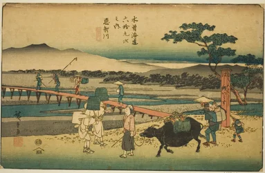 Nr. 66: Echikawa, aus der Serie "Neunundsechzig Stationen des Kisokaido (Kisokaido rokujukyu tsugi no uchi)"