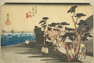 Oiso: Toras Regen, aus der Serie "Dreiundfünfzig Stationen der Tokaido-Straße"