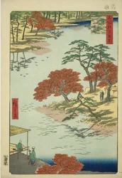 Bezirk des Akiba-Schreins, Ukeji (Ukeji Akiba no keidai), aus der Serie "Hundert berühmte Ansichten von Edo (Meisho Edo hyakkei)"