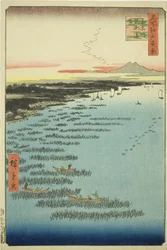 Samezu-Küste in Süd-Shinagawa (Minami-Shinagawa Samezu kaigan), aus der Serie "Hundert berühmte Ansichten von Edo (Meisho Edo hyakkei)"