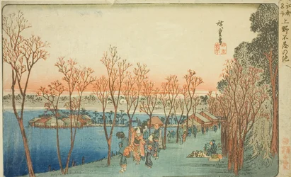 Shinobazu-Teich in Ueno, aus der Serie "Berühmte Orte in Edo"