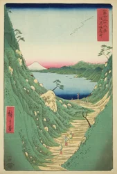 Shiojiri-Pass in der Provinz Shinano, aus der Serie "Sechsunddreißig Ansichten des Berges Fuji"