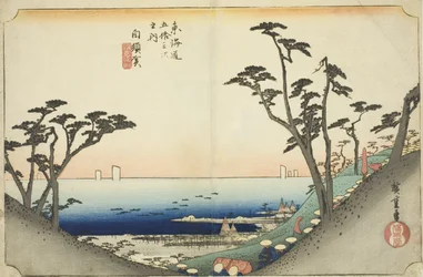 Shirasuka: Blick auf den Shiomi-Hang, aus der Serie "Die dreiundfünfzig Stationen des Tokaido"