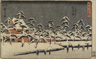 Schneeansicht des Zojoji-Tempels in Shiba, 1847-1852