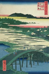Sugatami-Brücke, Omokage-Brücke und Jariba in Takata, aus der Serie 