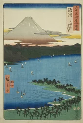 Provinz Suruga: Der Kiefernwald bei Miho (Suruga, Miho no matsubara), aus der Serie "Berühmte Orte in den sechzig Provinzen (Rokujuyoshu meisho zue)"